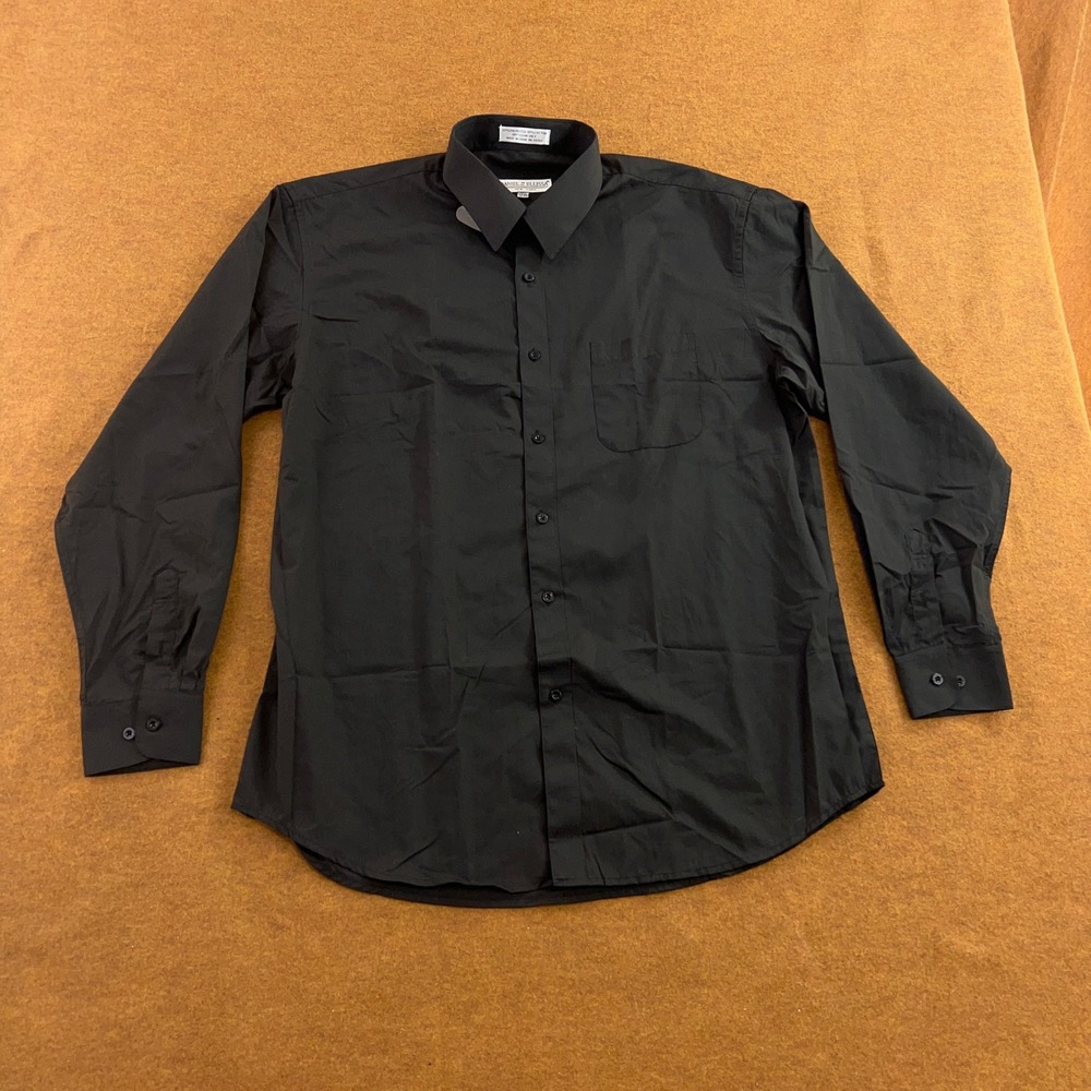 Daniel Ellissa Mens 17.5 36-37 Black Long Sleeve Button Down Dress Shirt New